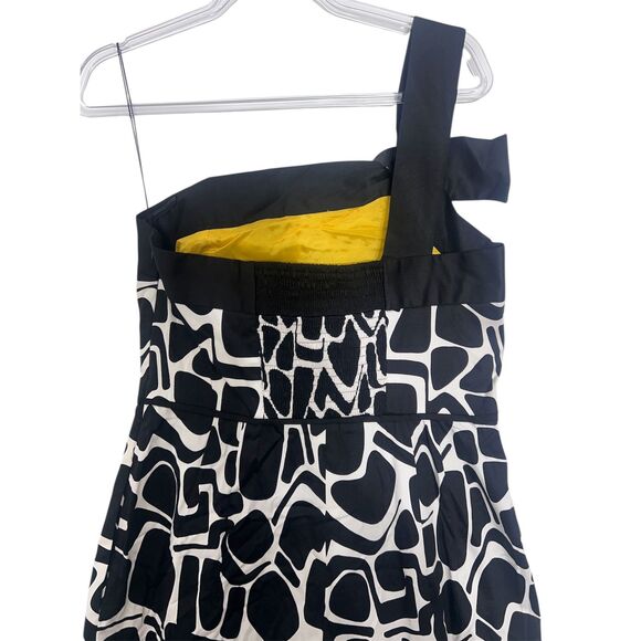 Harold's Retro Giraffe Animal Print black and white one-shoulder dress Size 10 - Picture 5 of 6